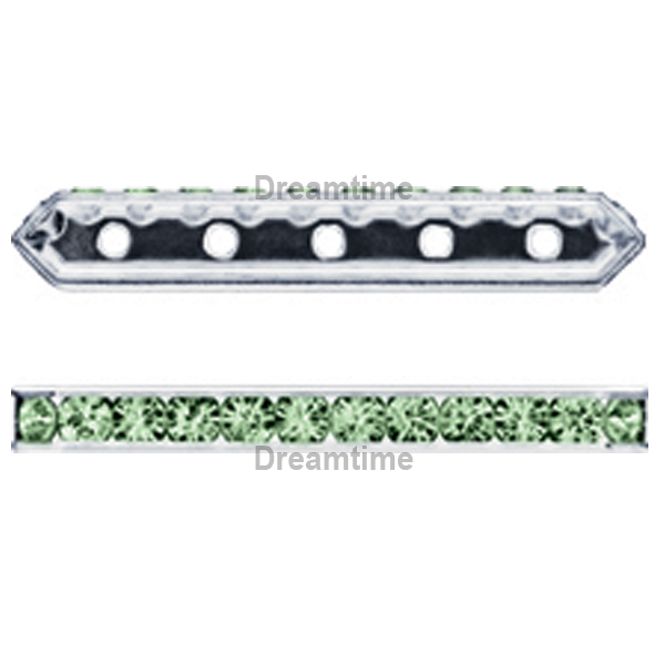 Dreamtime Crystal DC 77730 Rondelle Spacer Bars 5 Hole Chrysolite/Silver